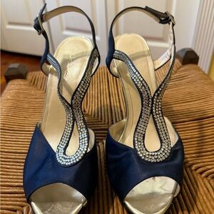 Caparros Navy and Silver Embellished Heels